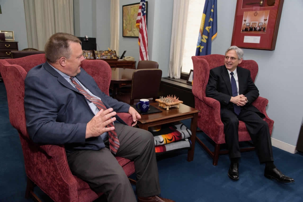 Senator Jon Tester met with Supreme Court nominee Merrick Garland on Capitol Hill May 12