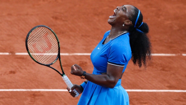 Serena Williams of the U.S. screams in the third round match of the French Open tennis tournament against France's Kristina Mladenovic at the Roland Garros stadium in Paris France Saturday