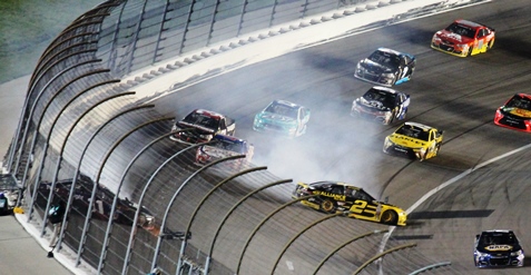 Sprint Cup series racing action from the Go Bowling 400 on Saturday night at the Kansas Speedway Kansas City Kan