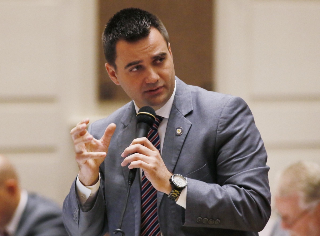 State Sen. Nathan Dahm R Broken Arrow on the floor of the Senate on Tuesday