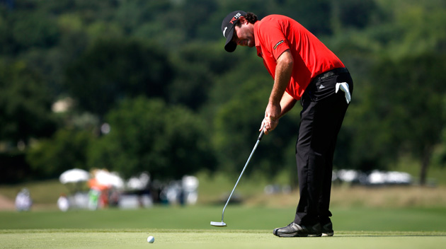 Steven Bowditch of Australia putts on the 16th hole during the Final Round of the AT&T Byron Nelson at the TPC Four Seasons Resort Las Colinas