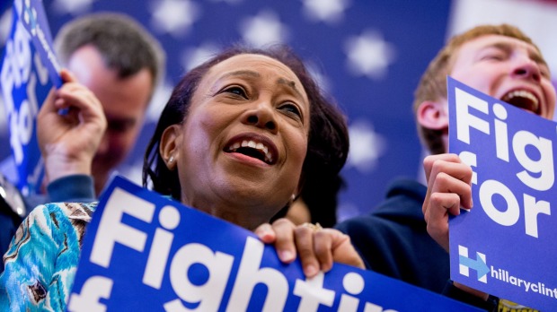 Supporters cheer for Hillary Clinton in Lexington Kentucky