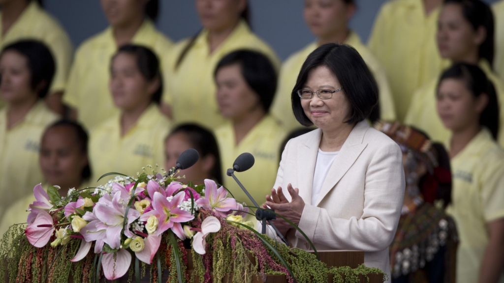 Taiwan President Tsai Ing-wen smiles at the crowd on Friday during her inauguration in Taipei Taiwan