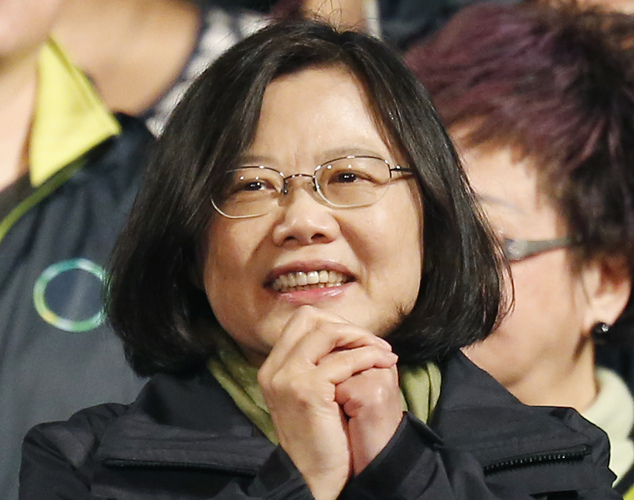 Taiwan's Democratic Progressive Party DPP presidential candidate Tsai Ing-wen thanks supporters as she celebrates