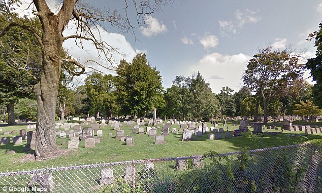 A police officer found Aldinger and the boy in this cemetery at 1pm on May 6. She has been charged with institutional sex assault and had apparently been in a relationship with the boy for months