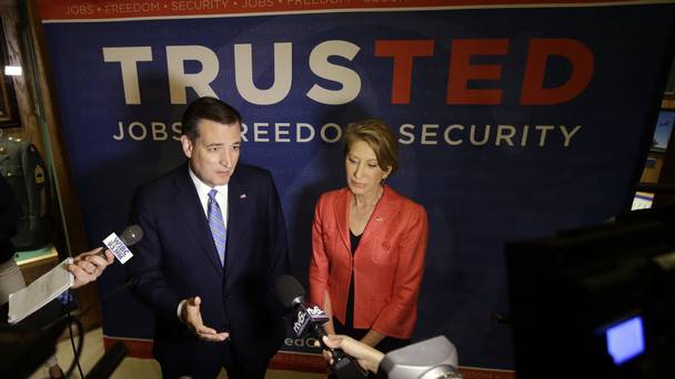 Ted Cruz and Carly Fiorina during a campaign stop in Indiana