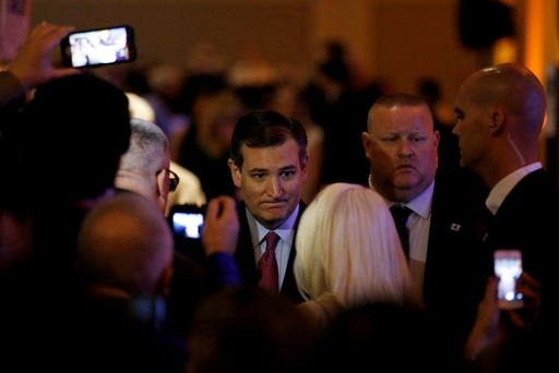 Republican presidential candidate Ted Cruz greets a supporter after speaking at the California GOP convention in Burlingame Calif