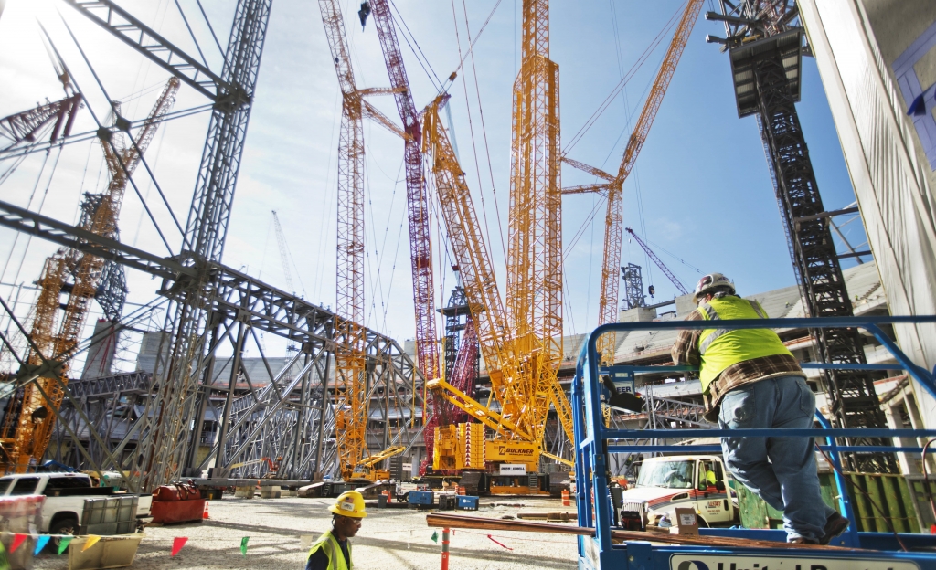 The Atlanta Falcons new stadium seen here on May 16 is currently under construction. The project helped Atlanta win the bid for the 2019 Super Bowl