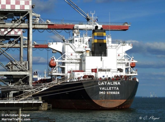 The Malta-flagged Catalina cargo ship collided with a Chinese fishing boat and continued sailing