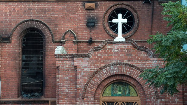 The fire was mainly limited to the church's roof