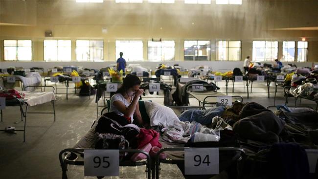 This image shows a makeshift evacuee center in Lac la Biche Alberta Canada