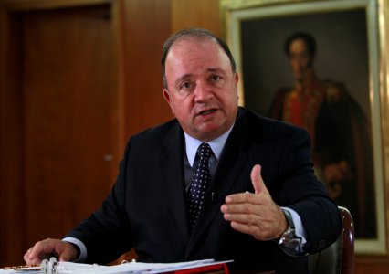 Colombian Defense Minister Luis Carlos Villegas talks during an interview with Reuters in Bogota Colombia