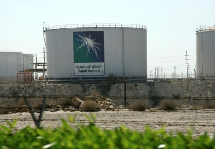 Oil tanks seen at the Saudi Aramco headquarters during a media tour at Damam city in this file