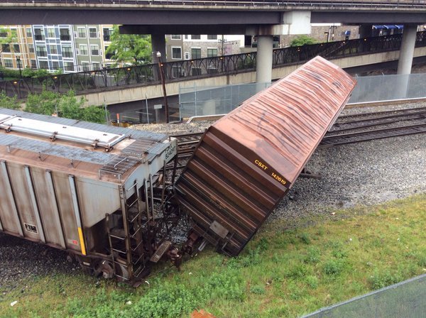 A CSX train derailing in DC