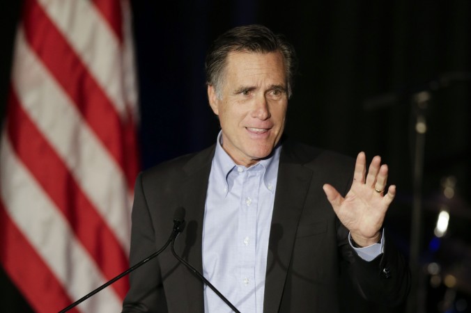 Mitt Romney the former Republican presidential nominee speaks during the Republican National Committee's winter meeting aboard the USS Midway Museum in San Diego. Romney charged into the increasingly divisive 2016 GOP