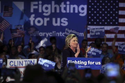 Democratic presidential candidate Hillary Clinton speaks during a campaign rally in Blackwood N.J. Donald Trump and Clinton will court voters on opposite sides of the gun debate over