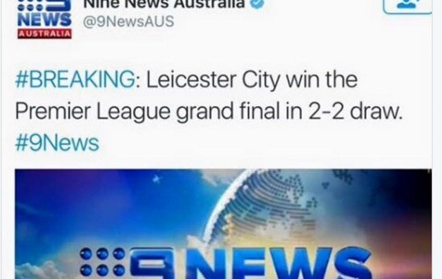 Twitter Australian news outlet made hilarious hash of celebrating Leicester triumph & Chelsea draw