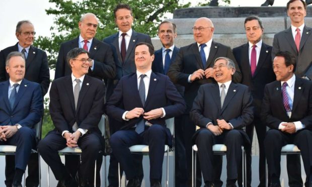 George Osborne and finance ministers from the G7 grouping pose during