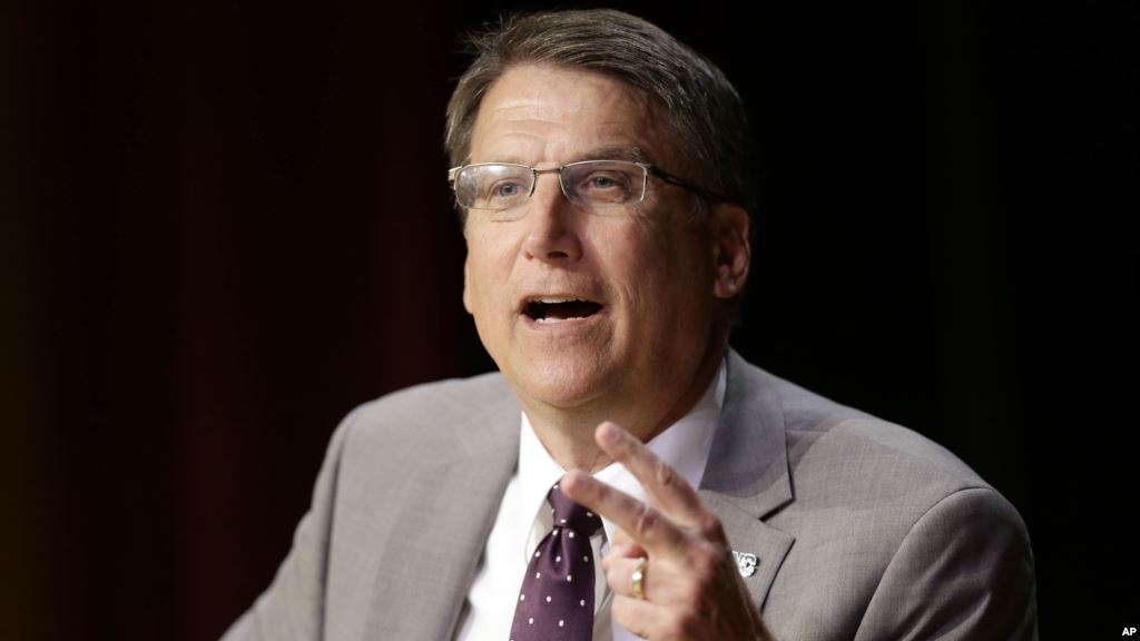 North Carolina Gov. Pat Mc Crory make remarks concerning House Bill 2 while speaking during a government affairs conference in Raleigh N.C