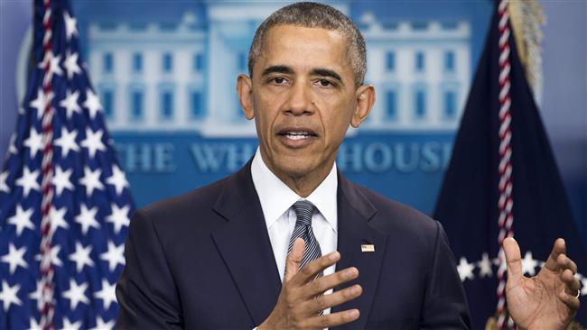 US President Barack Obama answers questions in the Brady Press Briefing Room at the White House in Washington DC