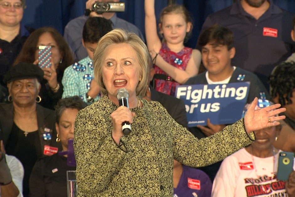 Hillary Clinton at an Indianapolis rally May 1