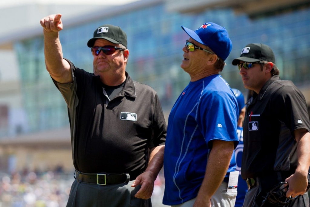 Umpire Joe West tosses Jays manager John Gibbons who has been ejected four times this season