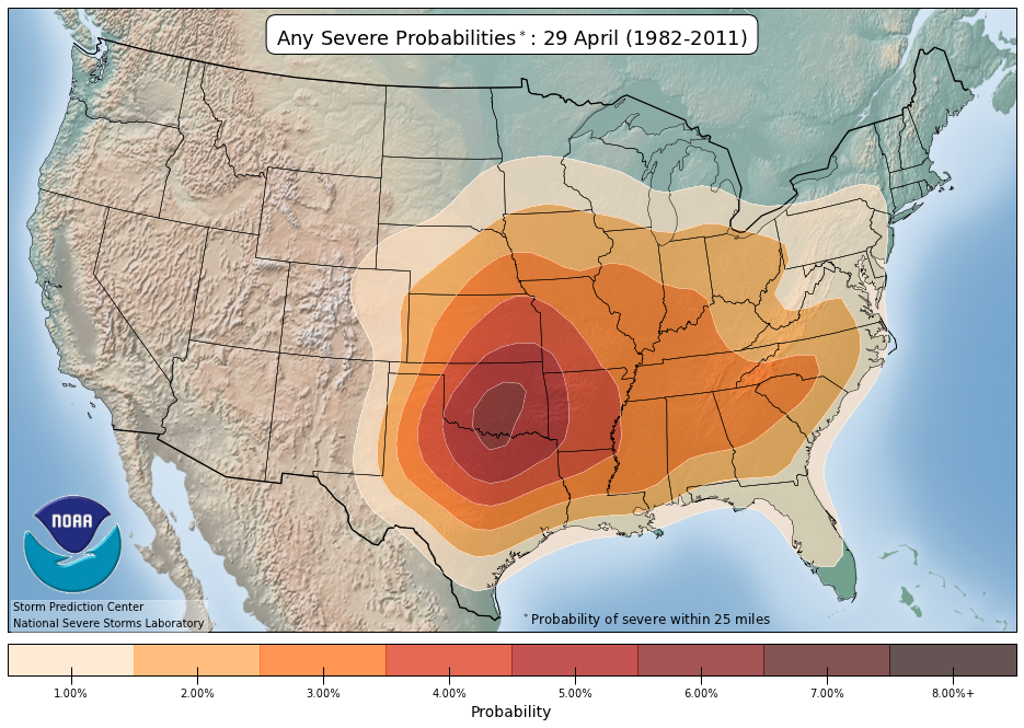 Severe Weather Probabilities Apri. 29