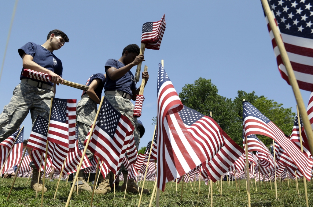 Boston. Some 37,000 flags honoring the fallen members of the military from Massachusetts since the Revolutionary War will be placed