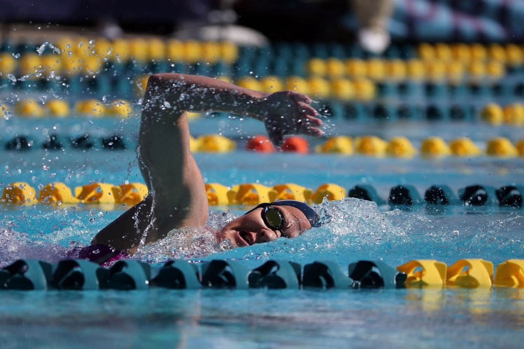 Kirsty Coventry competes in the prelims of the women's 200 meter individual medley at the Skyline Aquatic Center