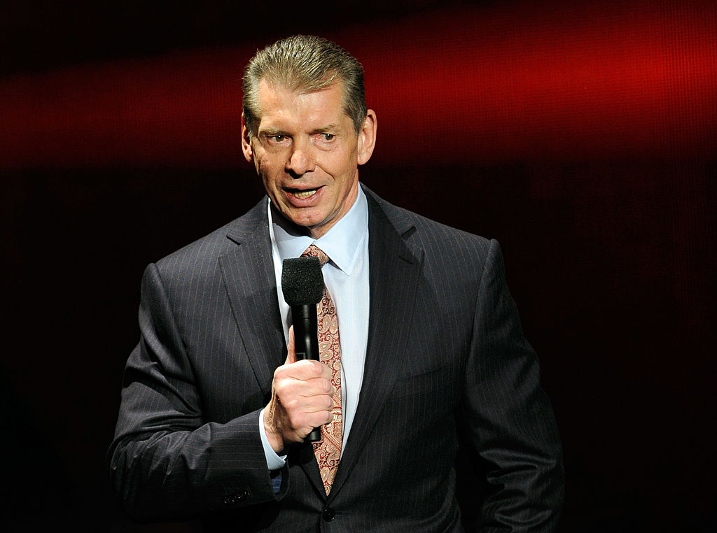 LAS VEGAS NV- JANUARY 08 WWE Chairman and CEO Vince Mc Mahon speaks at a news conference announcing the WWE Network at the 2014 International CES at the Encore Theater at Wynn Las Vegas