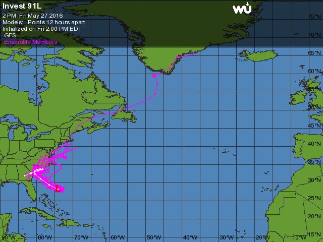 Weather Underground
A map of computer model forecast paths for the storm system