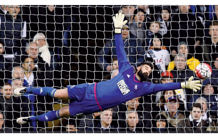 West Brom’s Boaz Myhill in action during their Barclays Premier League match against Tottenham Hotspur at White Hart Lane Monday. — Reuters