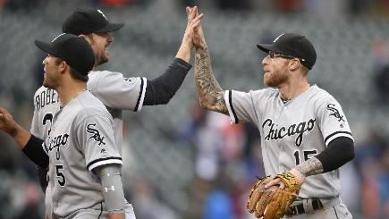 Brett Lawrie right and David Robertson celebrate a win for Chicago