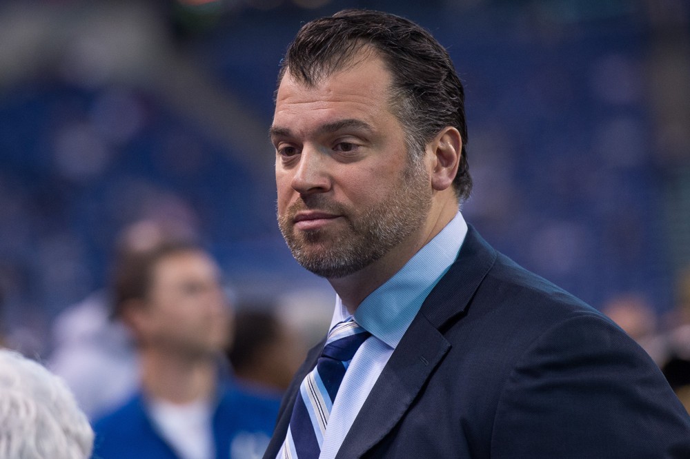 Indianapolis Colts general manager Ryan Grigson before the NFL game between the Tennessee Titans and Indianapolis Colts at Lucas Oil Stadium in Indianapolis IN