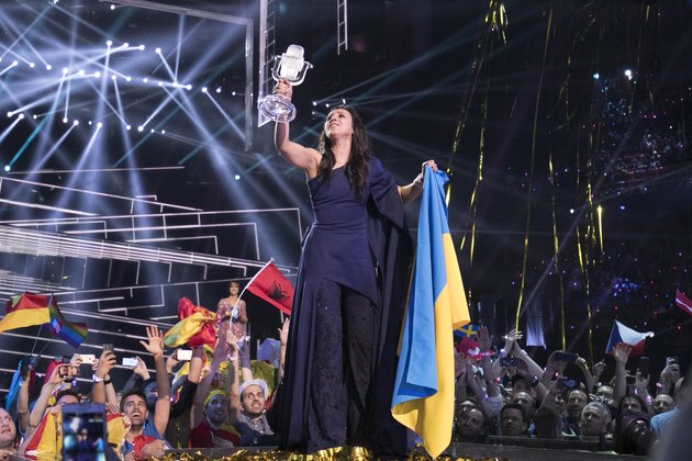 Jamala lifts the trophy for Ukraine's second Eurovision title