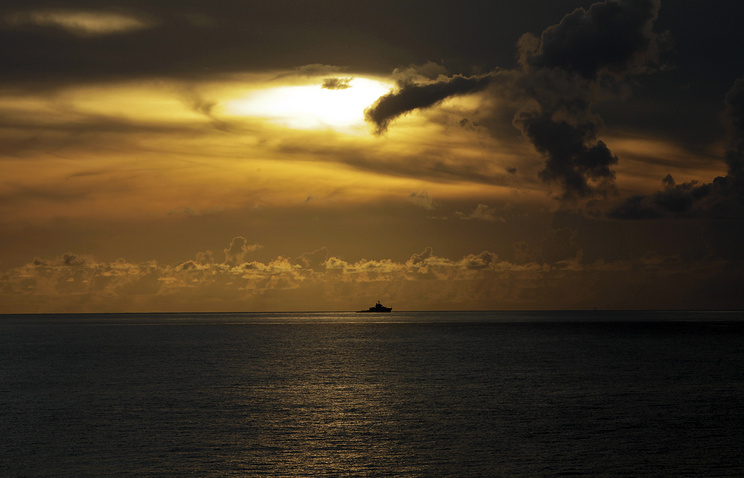 A Chinese navy frigate near the disputed Paracel Islands in the South China Sea