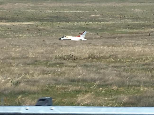 A Thunderbird went down in a grassy area in southern Colorado Springs Thursday afternoon.  Ed Wrany