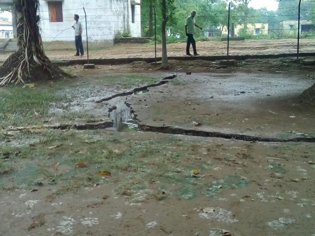 A piece of land cracked up after lightning strikes in Naubatpur block of Patna on Wednesday