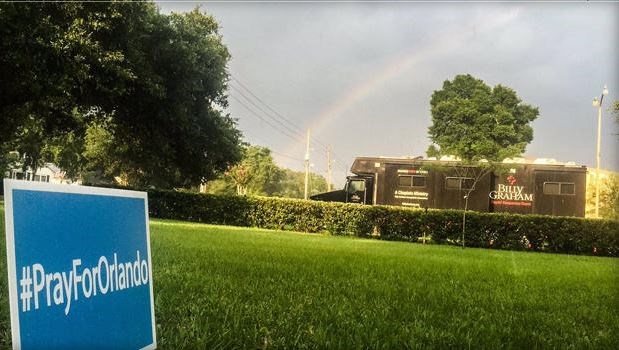 A rainbow brightens the sky over Orlando Fla. on Tuesday