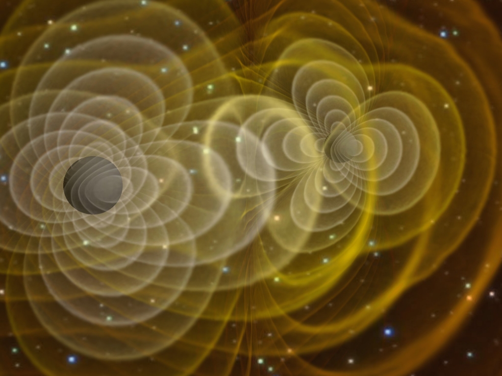 A simulation of merging black holes showing gravitational waves.       Wikimedia Commons