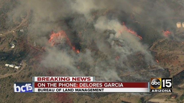 A spokesperson for the BLM said the fire has grown to 600 acres. It is burning south of Yarnell.                      KNXV