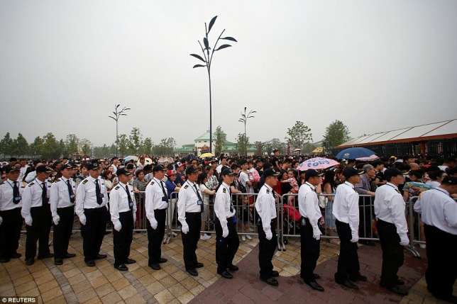 A teeming crowd waiting outside Shanghai Disneyland