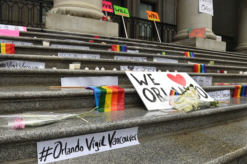 Vancouver residents mourned those murdered in Orlando at a vigil Sunday night