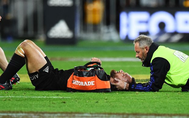 All Black first five Aaron Cruden receives treatment Wellington 2016