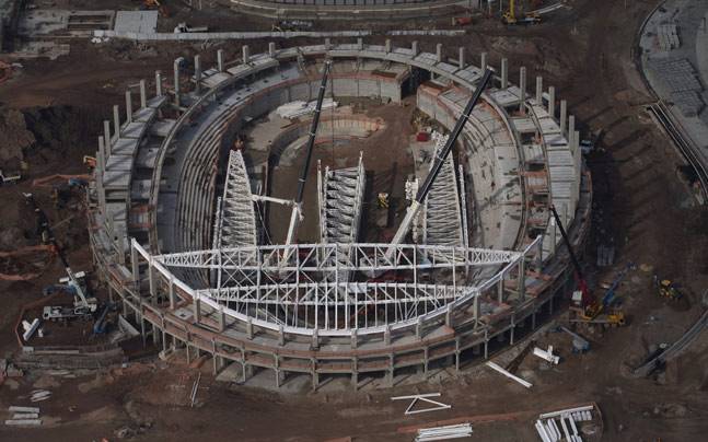 An aeriel view of velodrome at the Olympic Park