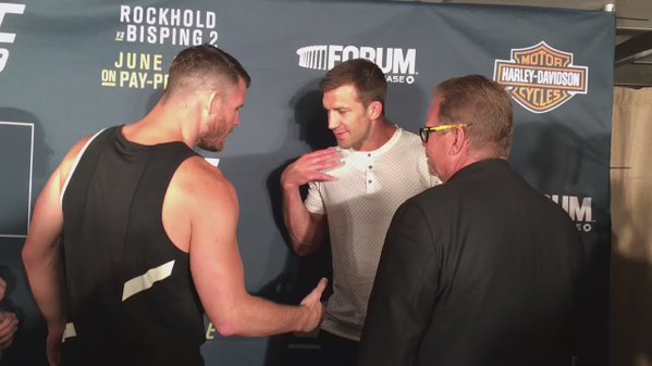 Bisping and Rockhold still going at it after the post fight press conference