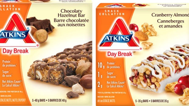 Atkin’s Cranberry Almond and Chocolaty Hazelnut Bar are on the list