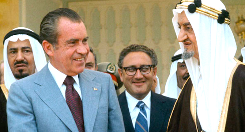 Richard Nixon and King Faisal at the Riasa Palace