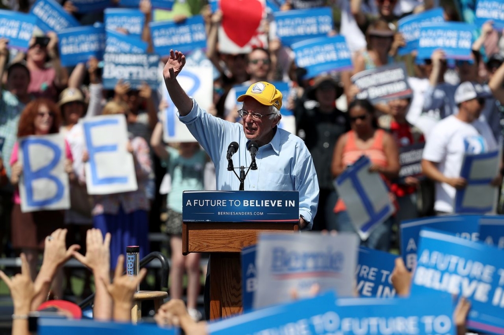 Bernie Sanders is feeling the California love.     Justin Sullivan  Getty Images