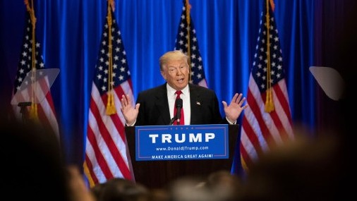 Presumptive Republican Presidential candidate Donald Trump speaks during an event at Trump SoHo Hotel New York City